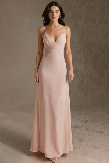 Robe formelle fourreau à bretelles spaghetti rose